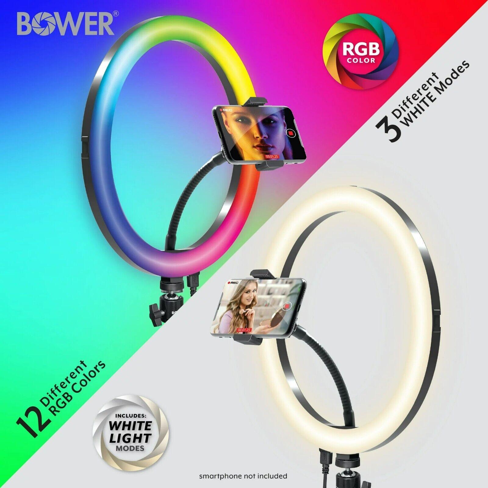 Bower 12-inch LED White & RGB Ring Light Studio Kit w/ Special Effects & Tripod