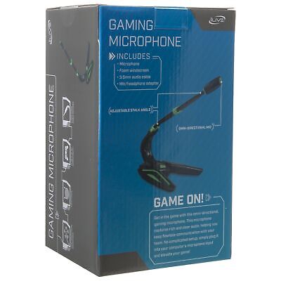 iLive IGMIC050GN Gaming Style Wired Microphones, Black/Green