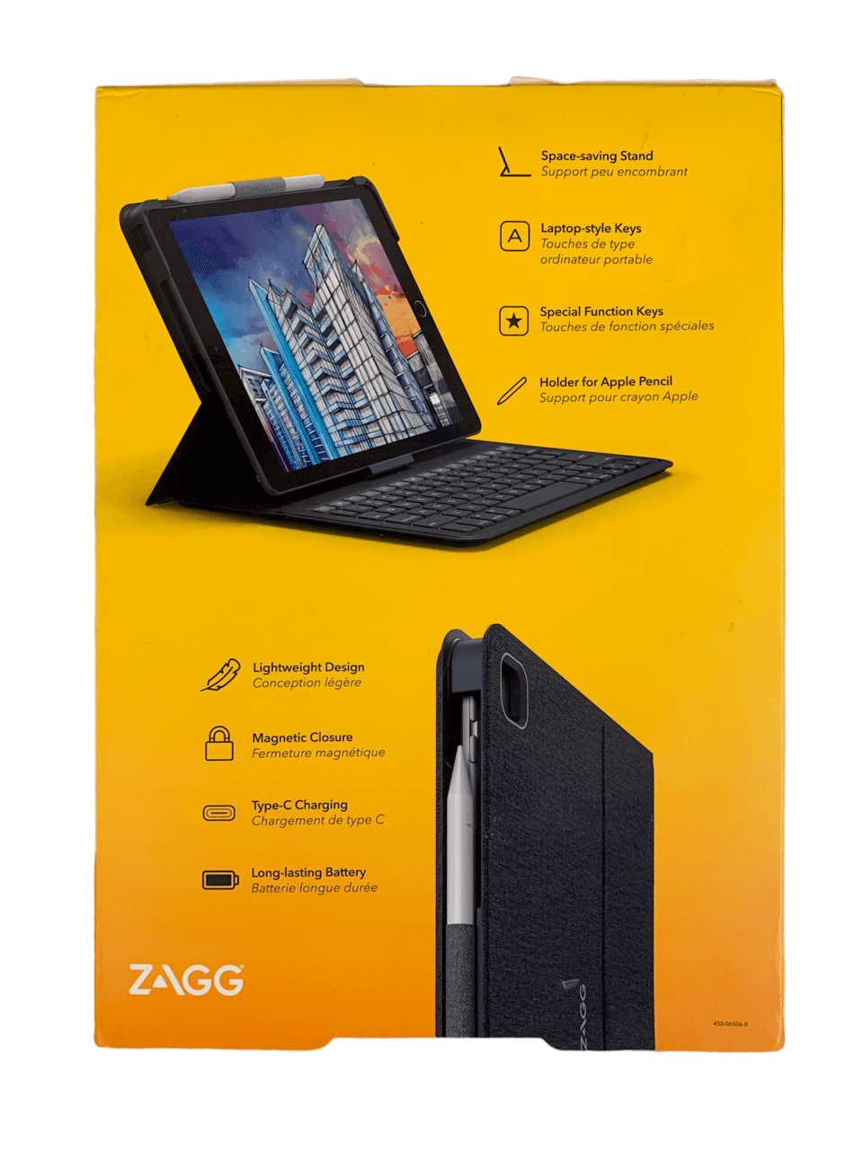 ZAGG Keyboard Messenger Folio 2, Charcoal - Apple iPad 10.2", Air 3, 10.5" Pro