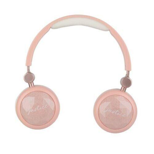 Justice Bluetooth Over-Ear Fashion Headphones, Glitter & Light Pink JUSHP01-LPNK