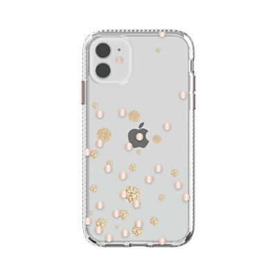 Fellowes Clear with Rose Gold Metallic Glitter Dots Phone Case for iPhone 12/Pro