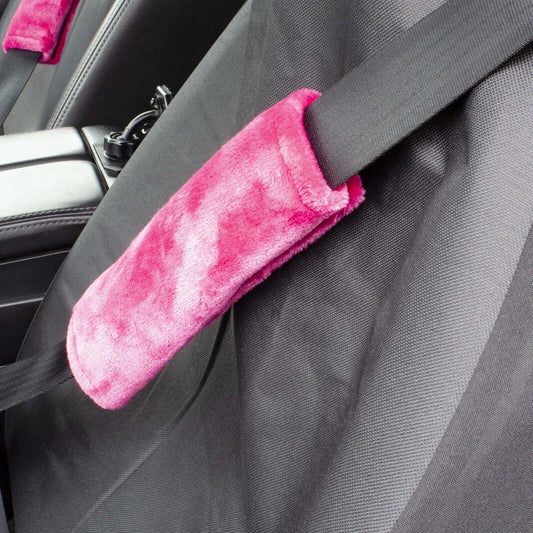 AutoDrive 2-Piece Seat Belt Comforter, Soft & Pink