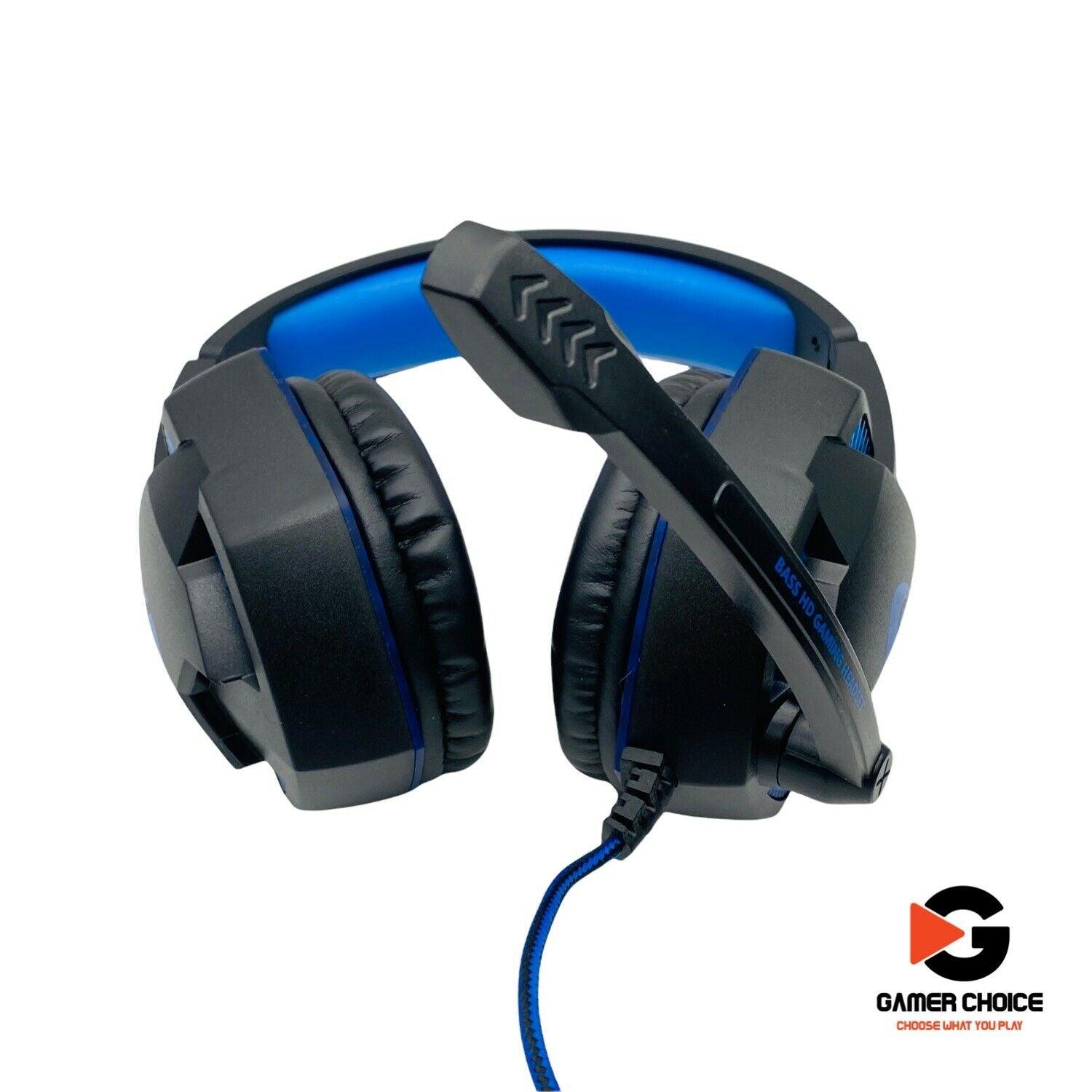 SportsBot Blue LED Gaming Over-Ear Headset, Keyboard & Mouse Combo Set