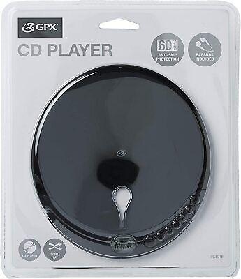 GPX PC301B Compact Personal CD Player with Stereo Earbuds Anti-Skip Protection