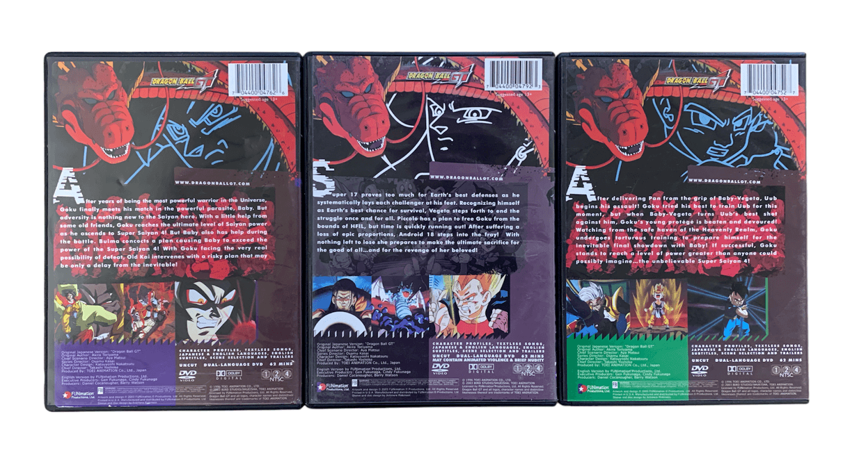 Dragon Ball GT Set of Annihilation, Revelations, Preparation (DVD) VERY GOOD CON