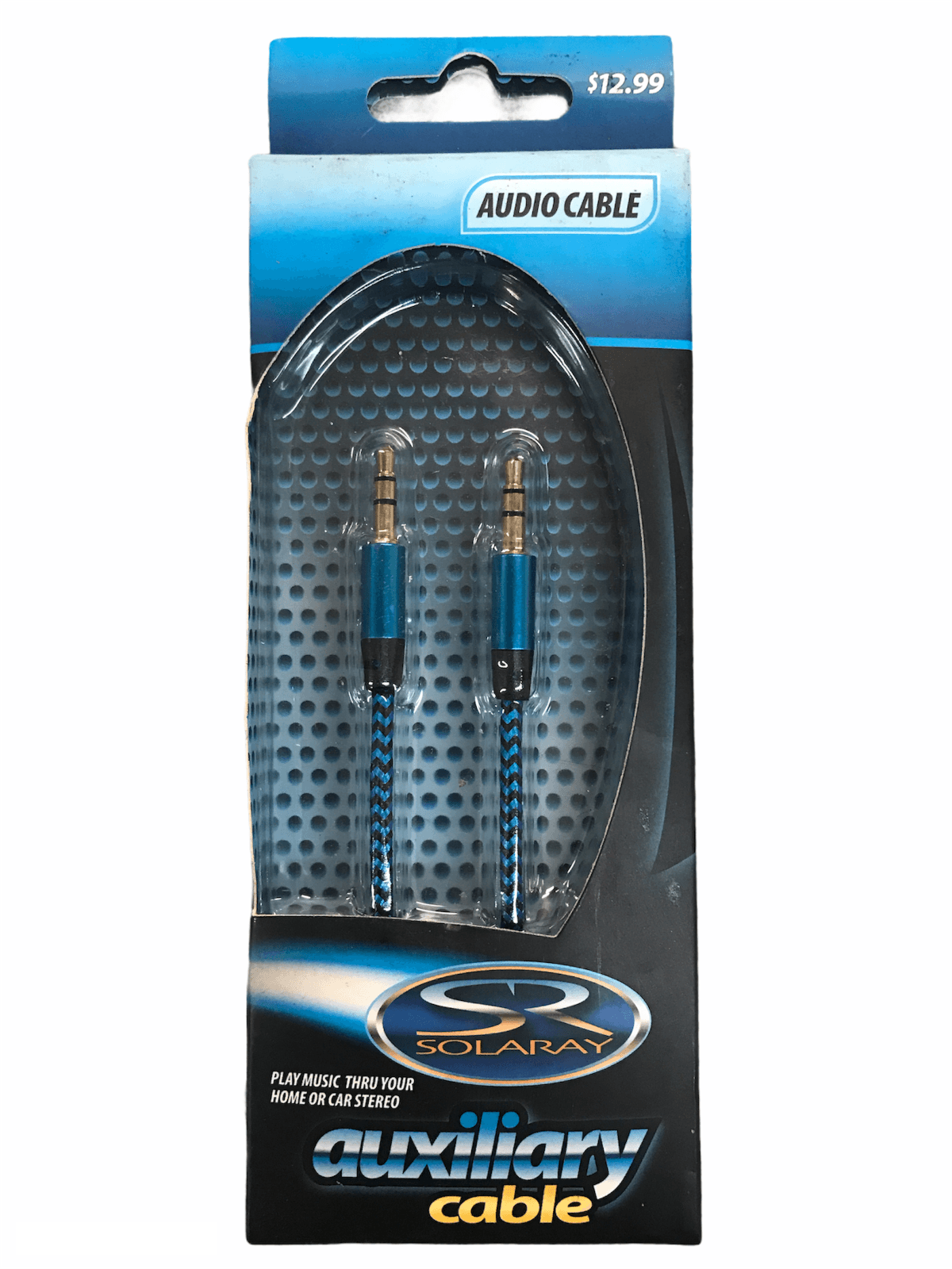 Solaray Audio Cable Stereo Aux 3.5mm Braided Cord For Home Or Car - Blue GA