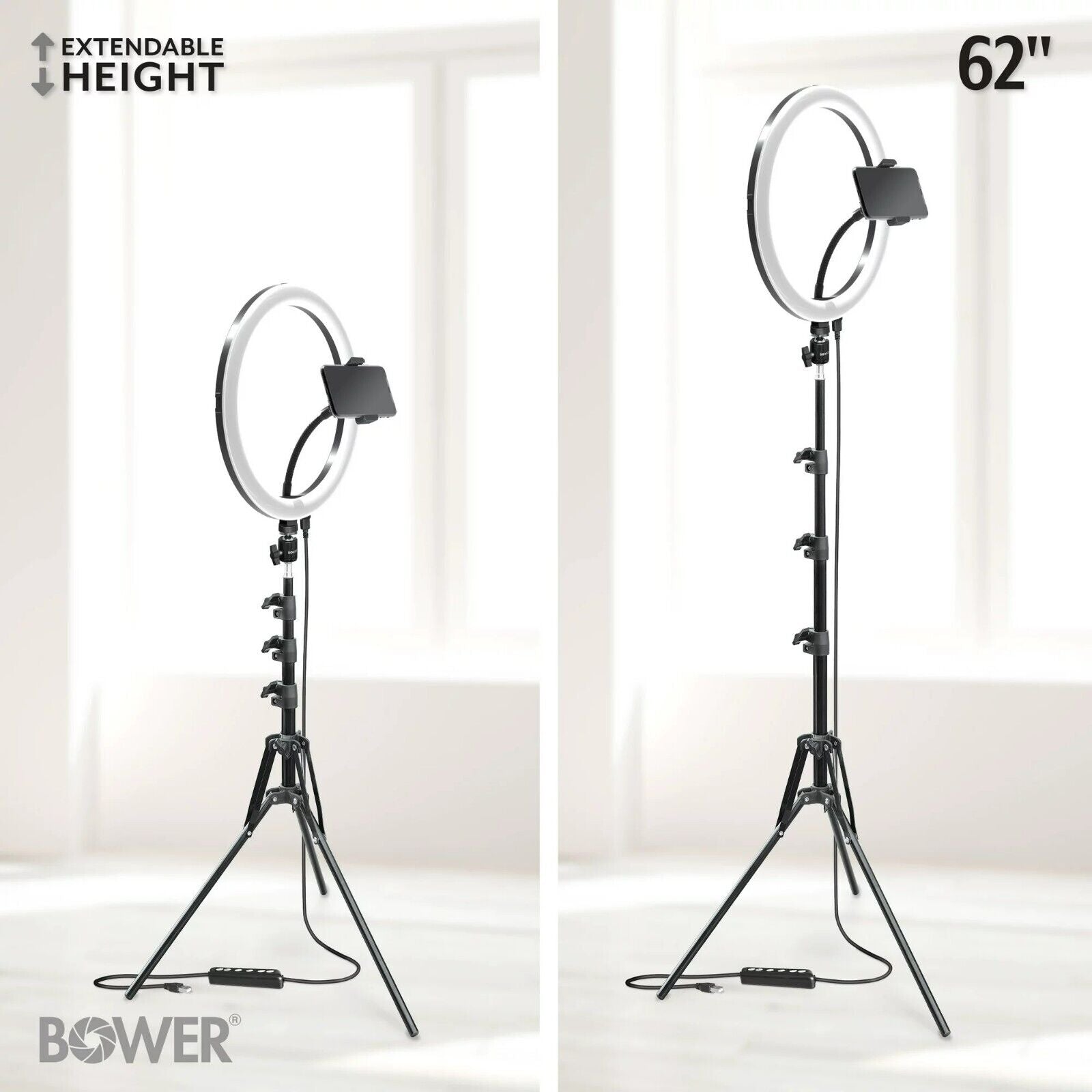 Bower 12-inch LED White & RGB Ring Light Studio Kit w/ Special Effects & Tripod