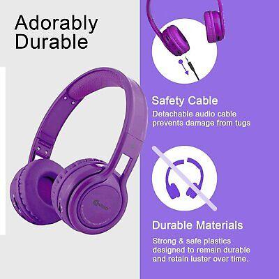 Contixo Kids Purple Kidsafe 85dB Foldable Wireless Bluetooth Micro Headphone