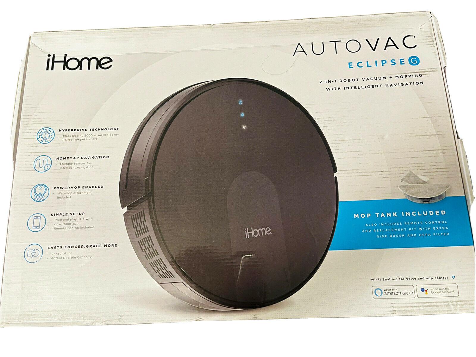 iHome iHRV2-Blk AutoVac Eclipse G 2-in-1 Robot Vacuum & Mop w/ Wifi