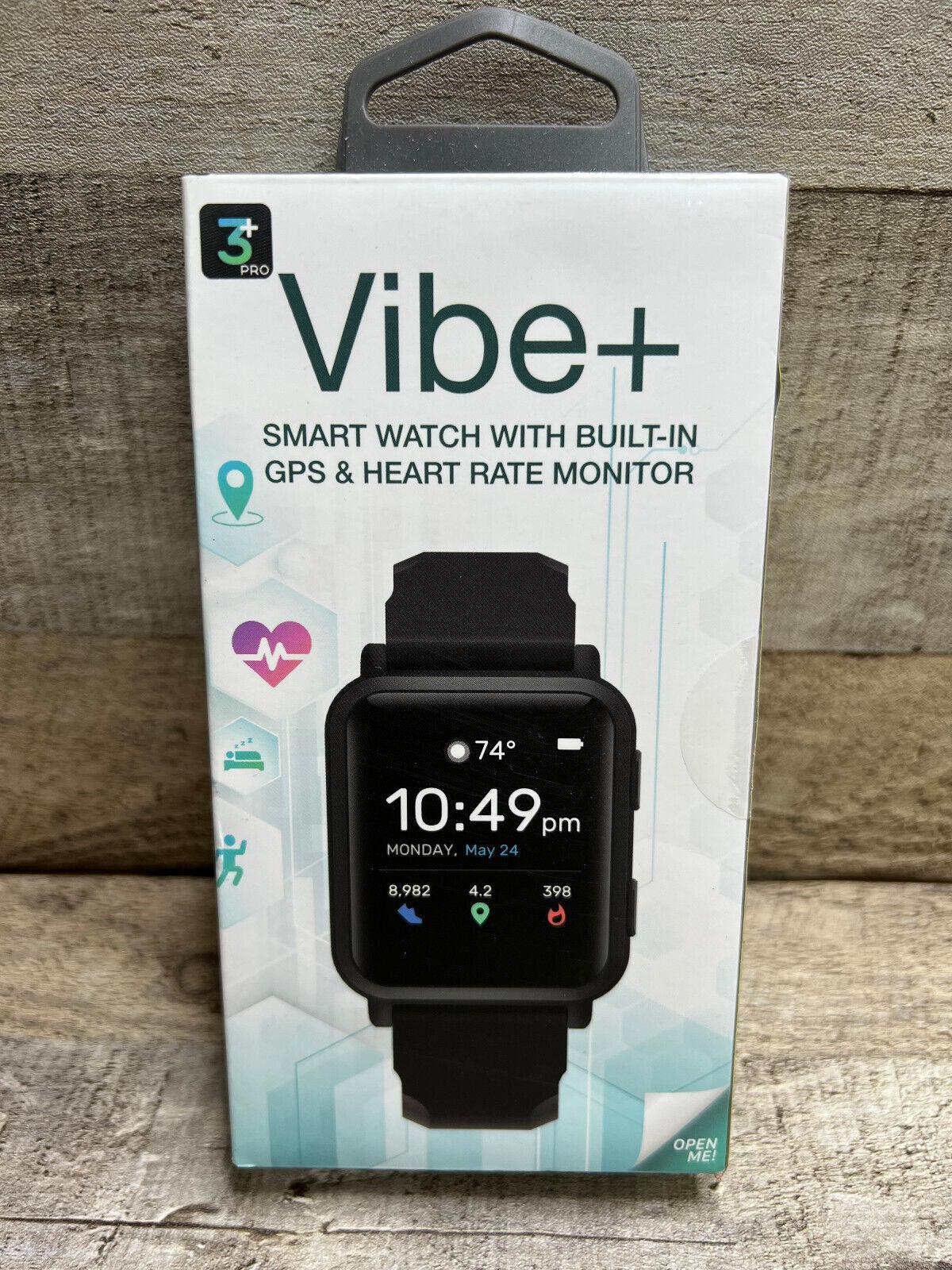 3Plus 3PL-VIBEPLUS-BK Vibe Plus Smartwatch w/ Heart Rate, Black R-GB