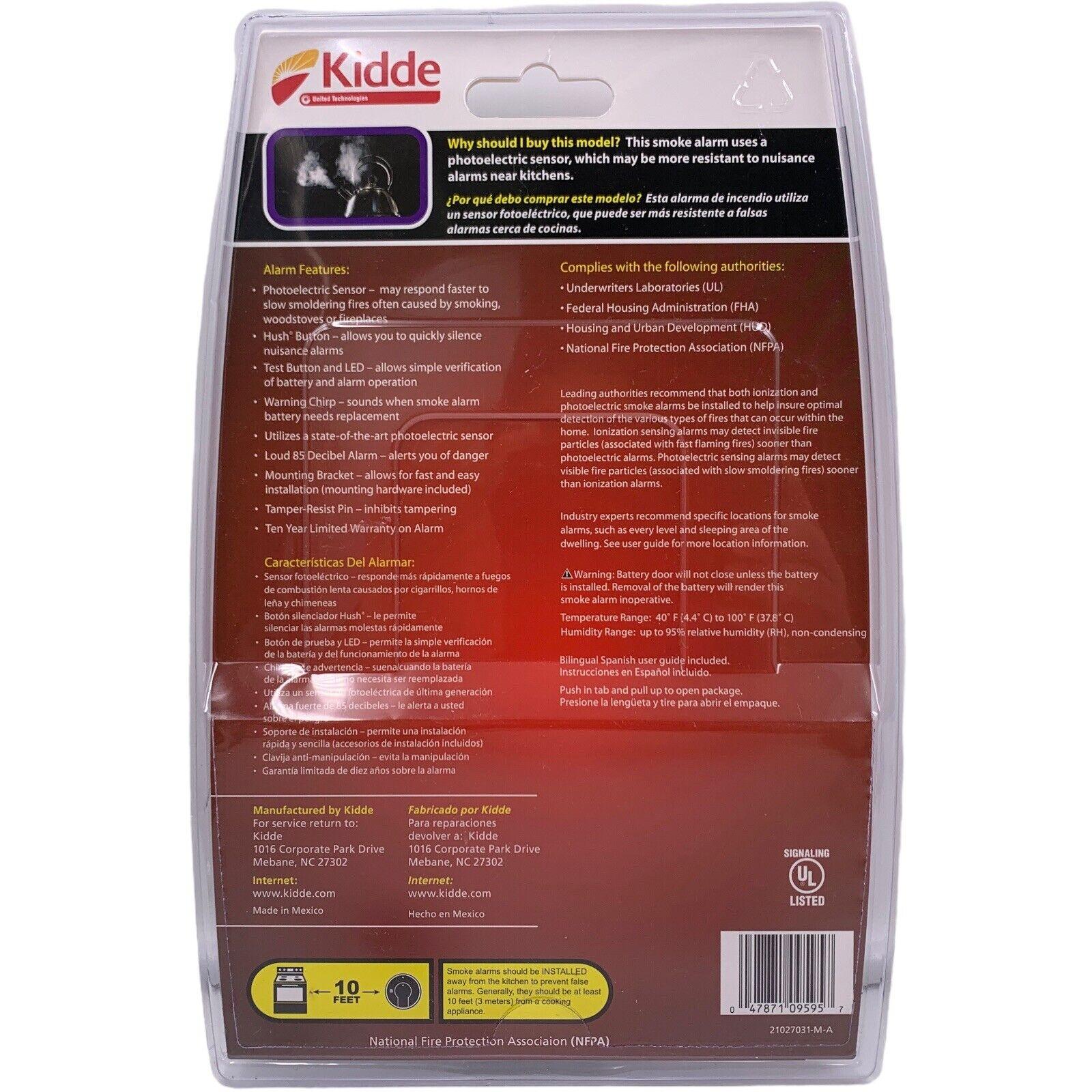 Kidde Kitchen Smoke Alarm, Photoelectric Sensor, Expires 2029