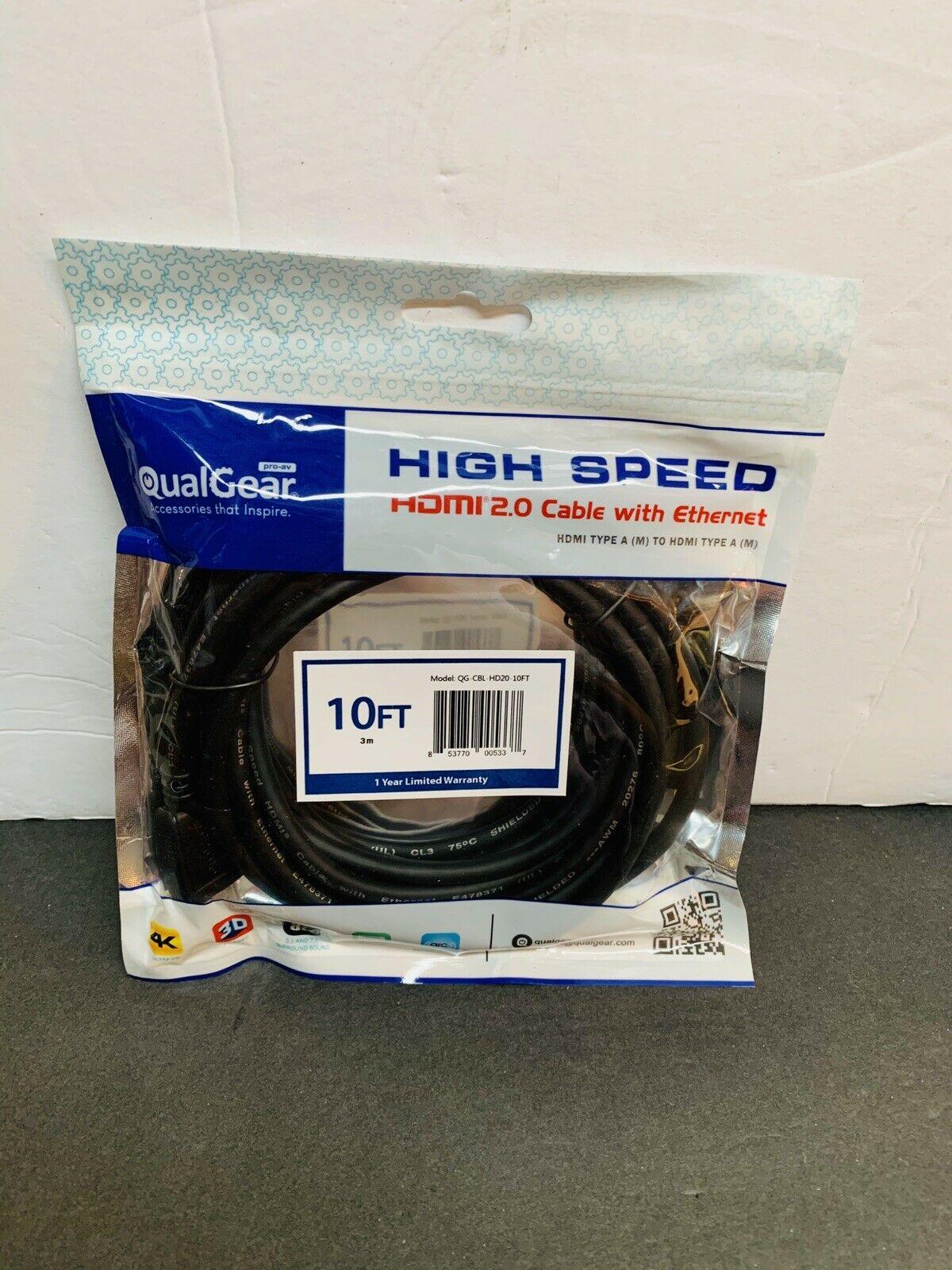 QualGear QG-CBL-HD20-10FT 10' High-Speed HDMI 1.4 Cable with Ethernet