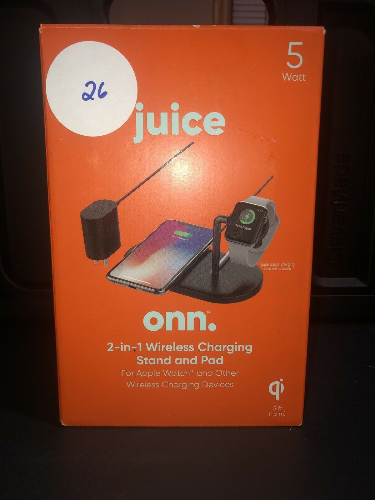 Juice Onn 2-in-1 Wireless Charging Stand & Pad 5W for Apple Watch & other Qi
