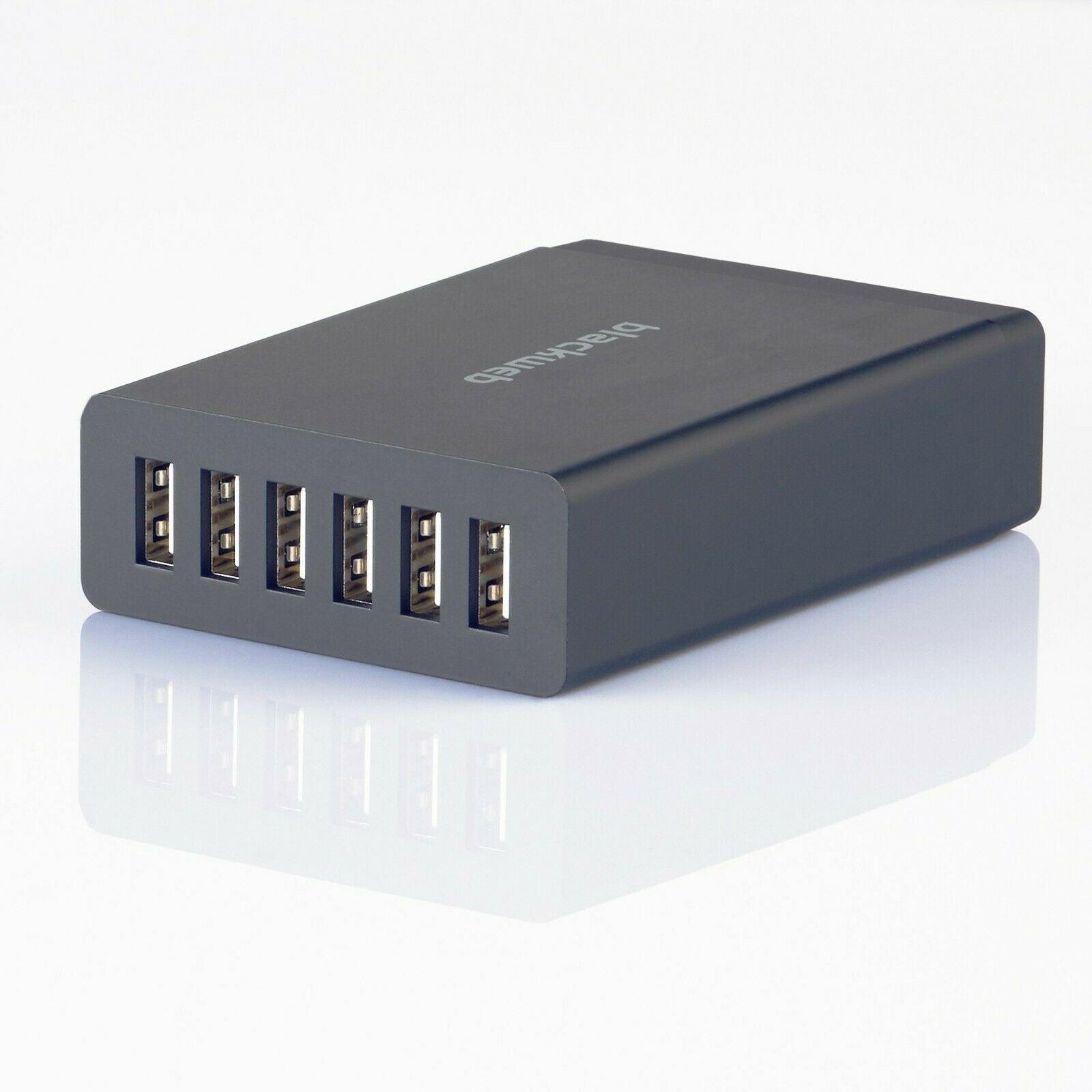 Blackweb Multiple Device 6-Port USB Wall Charger Black 5V/12A