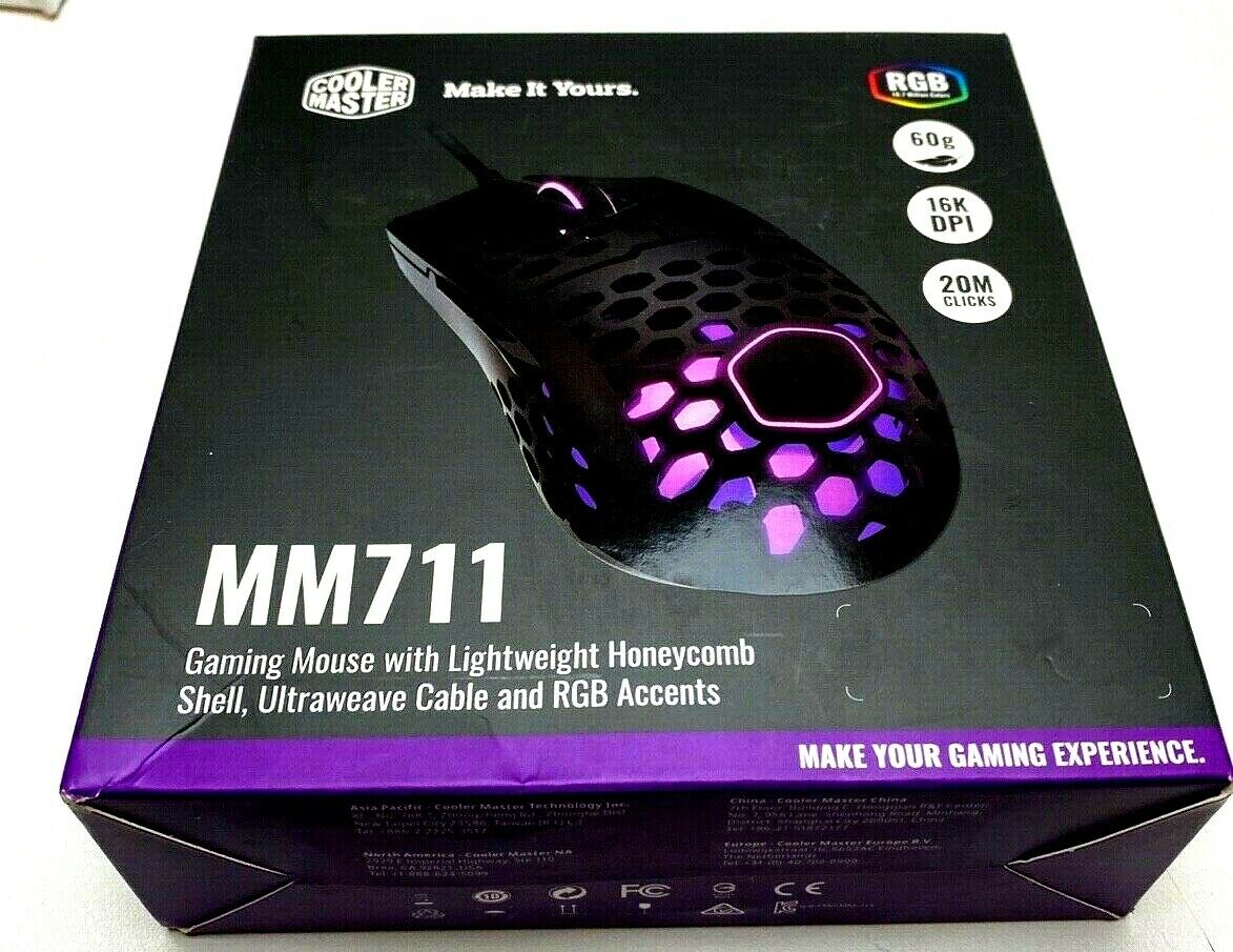 CoolerMaster MM-711-KKOL1 MM711 Gaming Mouse w/ Lightweight Honeycomb Shell, GA