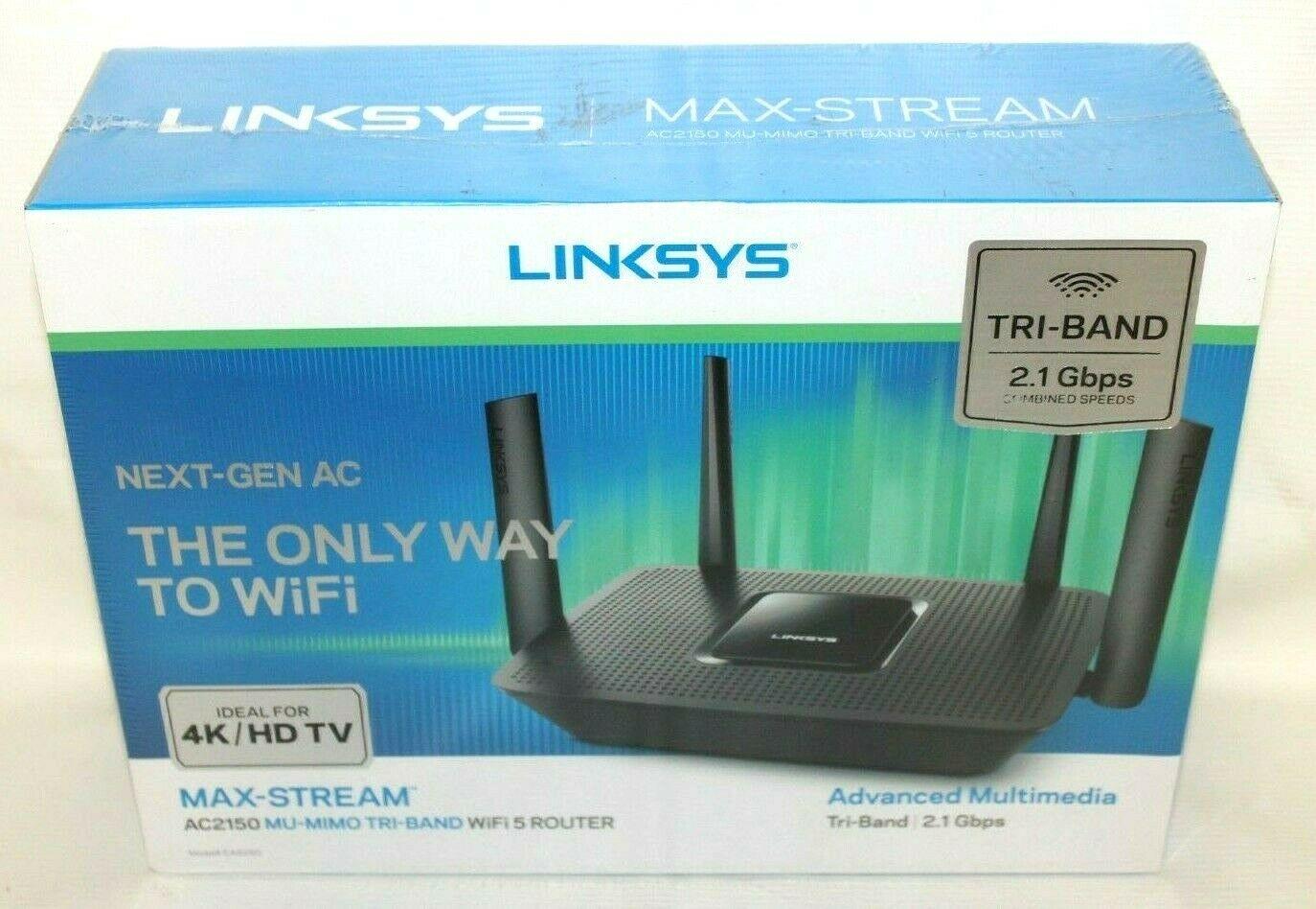 Linksys EA8250-4T Tri-Band WiFi 5 Router, Max-Stream AC2150 MU-MIMO 2.1Gbps GA