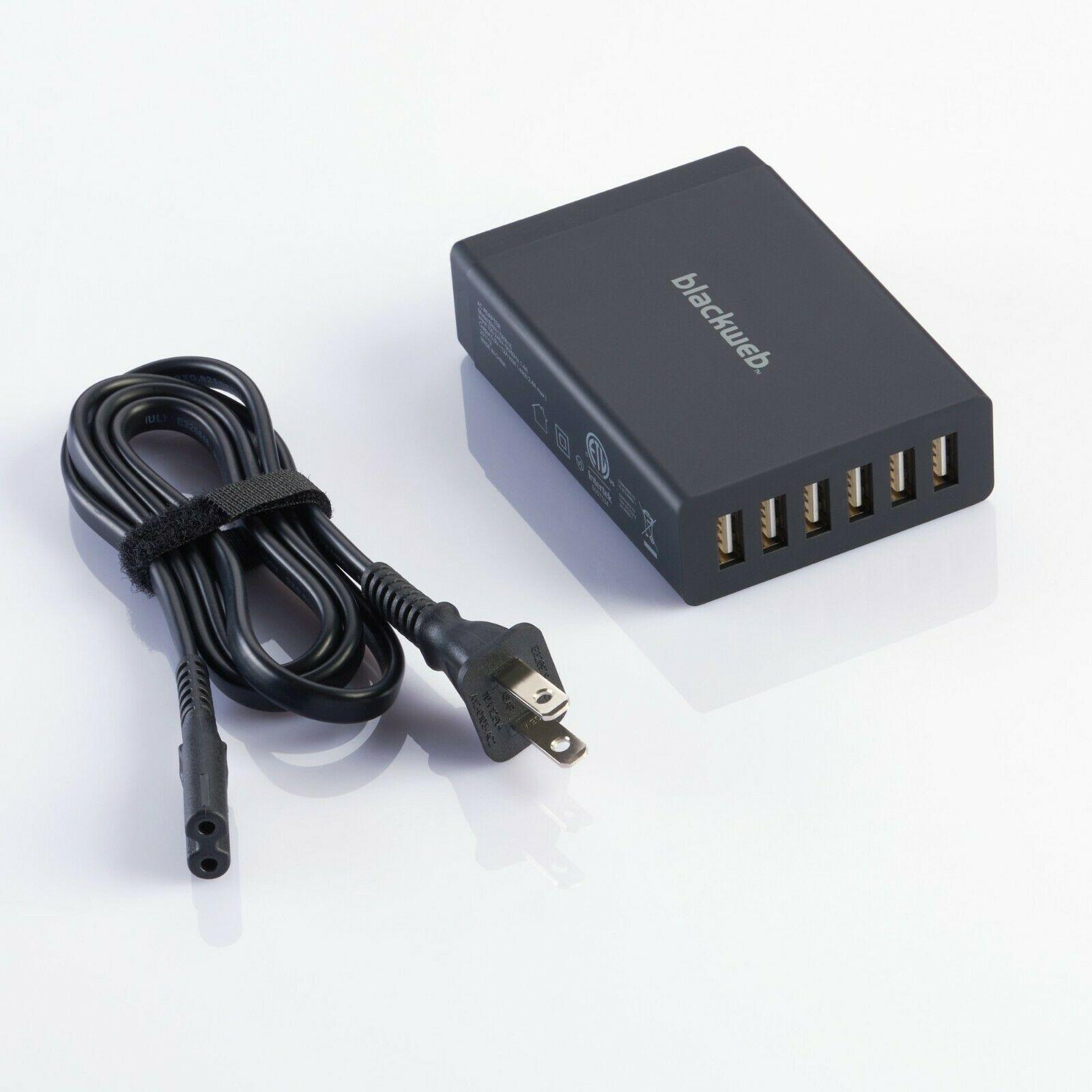 Blackweb Multiple Device 6-Port USB Wall Charger Black 5V/12A