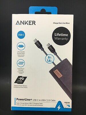 Anker A8188ZA2 PowerLine + USB-C to USB-C 2.0 Cable 6ft Gray