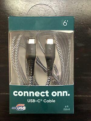 Connect Onn USB-C Cable, 6' Knit Cable