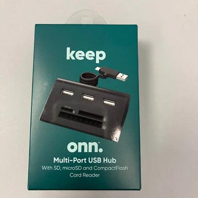 Keep Onn Multi-Port USB Hub with SD, microSD and CompactFlash Card Reader