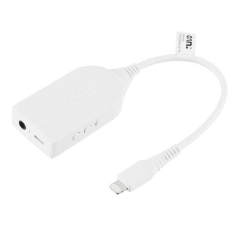 Onn 3.5 mm AUX to Lightning Charging Adapter with Volume Controls, MFI Certified